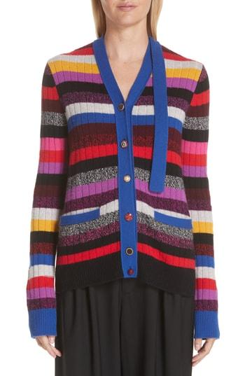 Women's Marc Jacobs Tie Neck Stripe Cashmere Cardigan - Red