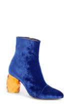 Women's Dries Van Noten Faceted Heel Pointy Toe Bootie Eu - Blue