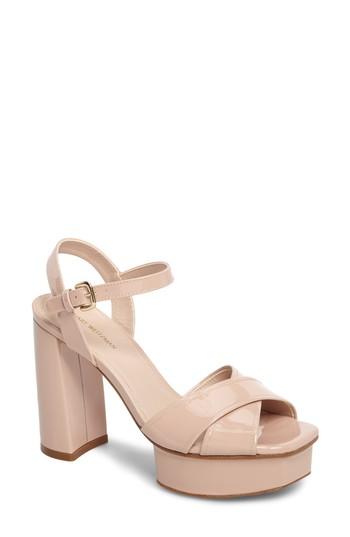 Women's Stuart Weitzman Exposed Platform Sandal .5 M - Beige