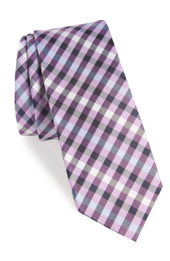 Men's 1901 Wynant Check Skinny Silk Tie, Size - Purple