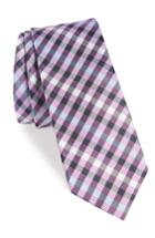 Men's 1901 Wynant Check Skinny Silk Tie, Size - Purple