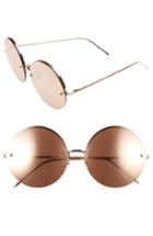 Women's Linda Farrow 58mm 22 Karat Gold Trim Rimless Round Sunglasses - Rose Gold