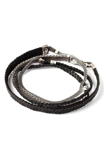 Men's Title Of Work Mesh & Leather Wrap Bracelet