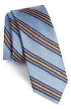 Men's The Tie Bar Rangel Stripe Silk & Linen Tie, Size - Blue