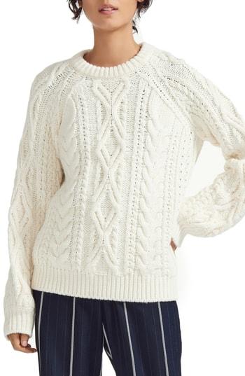 Women's Maje Mitaine Cable Sweater - Ivory