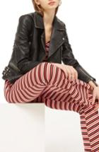 Women's Topshop Ellie Washed Biker Jacket Us (fits Like 0) - Black
