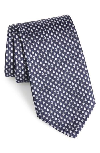 Men's Salvatore Ferragamo Flo Print Silk Tie, Size - Blue