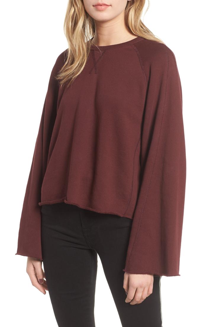 Women's 7 For All Mankind Flare Sleeve Crop Sweatshirt - Purple