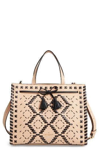 Kate Spade New York Hayes Street Woven Isobel Leather Satchel - Beige