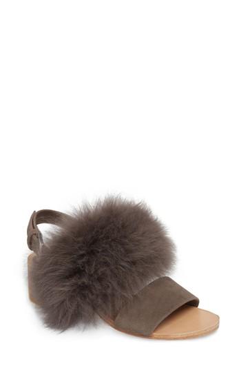 Women's Huma Blanco Clemence Genuine Alpaca Fur Sandal M - Grey