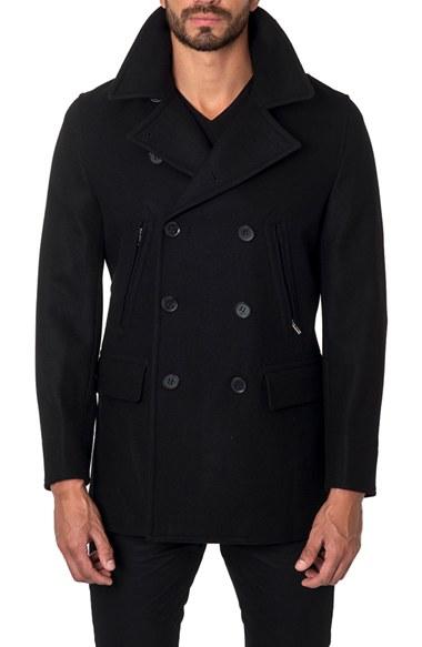 Men's Jared Lang Wool Blend Double Breasted Peacoat