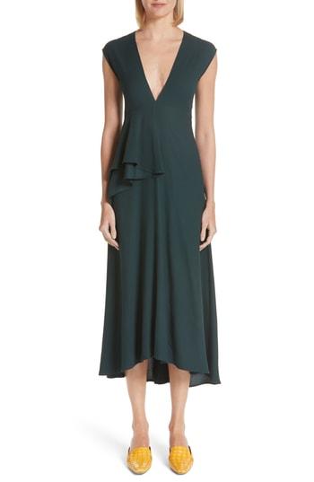 Women's Sies Marjan Asymmetrical Ruffle Crepe Dress - Green