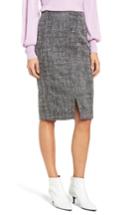 Women's Halogen Tweed Slit Front Pencil Skirt - Black