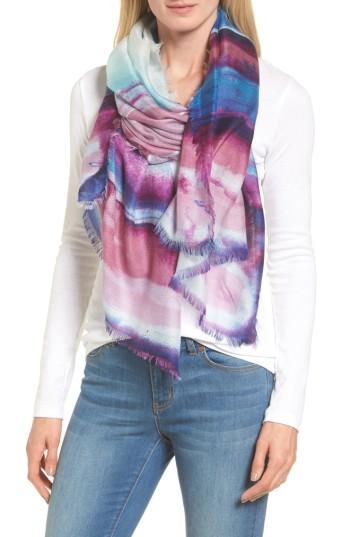 Women's Nordstrom Artist's Landscape Cashmere & Silk Scarf, Size - Blue