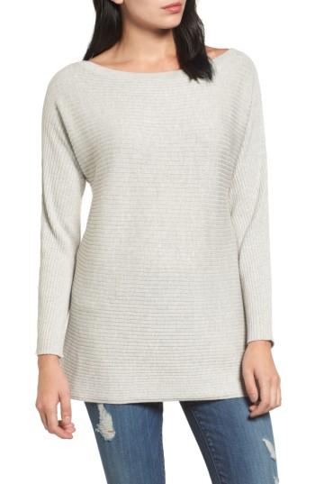 Women's Halogen Bateau Neck Sweater, Size - Grey