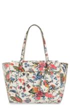 Tory Burch Small Parker Floral Leather Tote - White