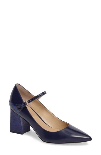 Women's Marc Fisher Ltd Zullys Snake Embossed Mary Jane Pump .5 M - Blue