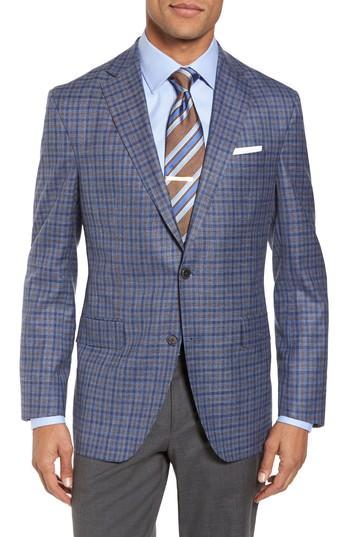 Men's David Donahue Ashton Classic Fit Stretch Check Wool Blend Sport Coat R - Blue