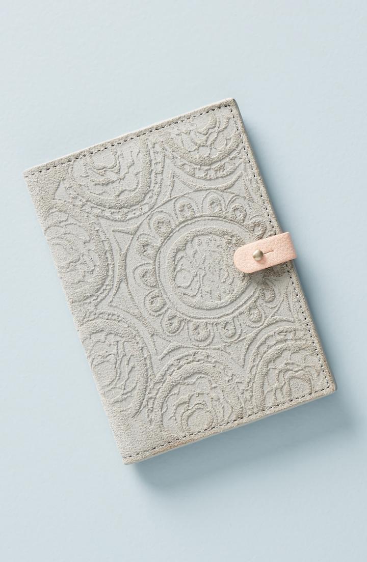 Anthropologie Foxglove Suede Passport Cover - Grey