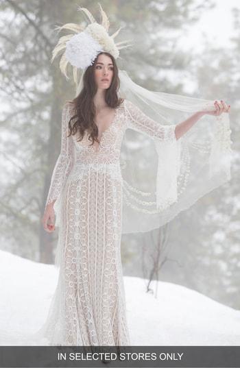 Women's Willowby Adelaide Bell Sleeve Lace-up Back Gown, Size In Store Only - Ivory