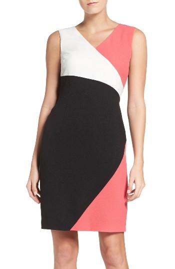 Women's Ellen Tracy Colorblock Luxe Crepe Sheath Dress