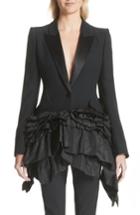 Women's Alexander Mcqueen Asymmetrical Ruffle Hem Jacket Us / 38 It - Black