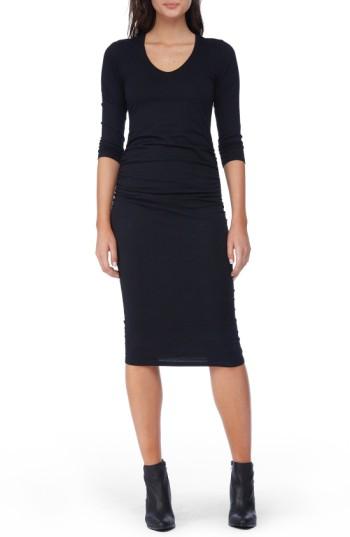 Petite Women's Michael Stars Ruched Midi Dress P - Black