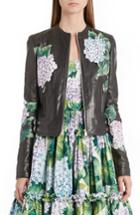Women's Dolce & Gabbana Hydrangea Painted Leather Jacket Us / 46 It - Black