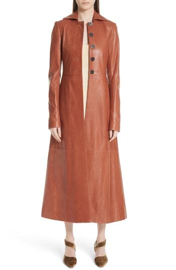 Women's Rosetta Getty Leather Coat - Brown