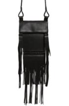 Saint Laurent Saharienne Fringe Leather Crossbody Bag - Black