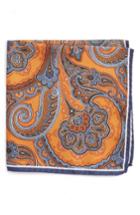 Men's Nordstrom Men's Shop Paisley Silk Pocket Square, Size - Orange