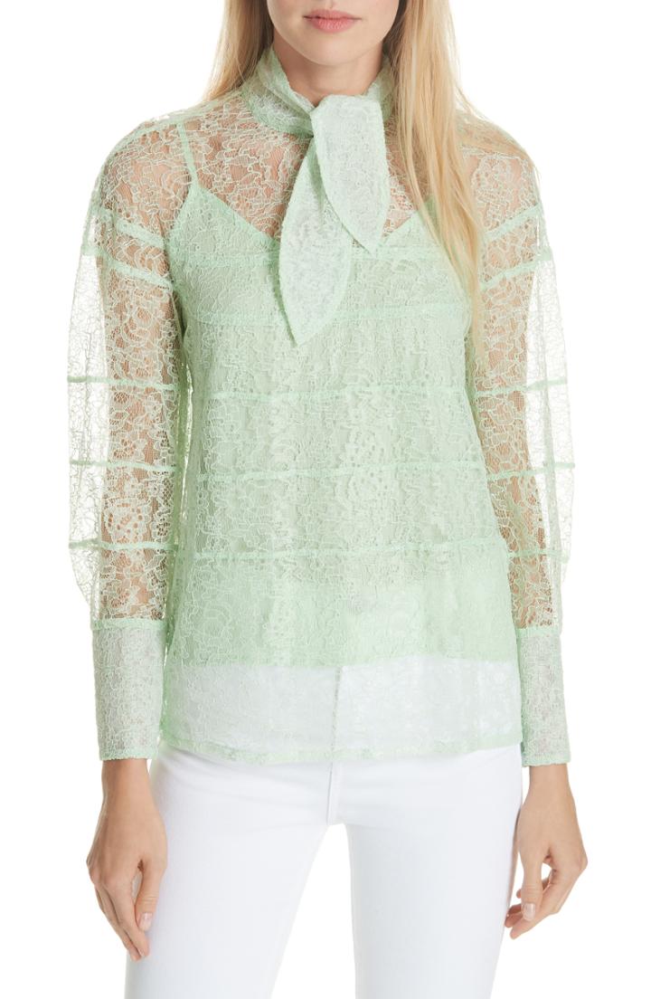 Women's Sandro Tie Neck Lace Blouse