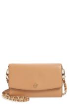 Women's Tory Burch Parker Leather Wallet On A Chain - Beige