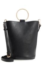 Mali + Lili Ilia Vegan Leather Ring Handle Bucket Bag - Black