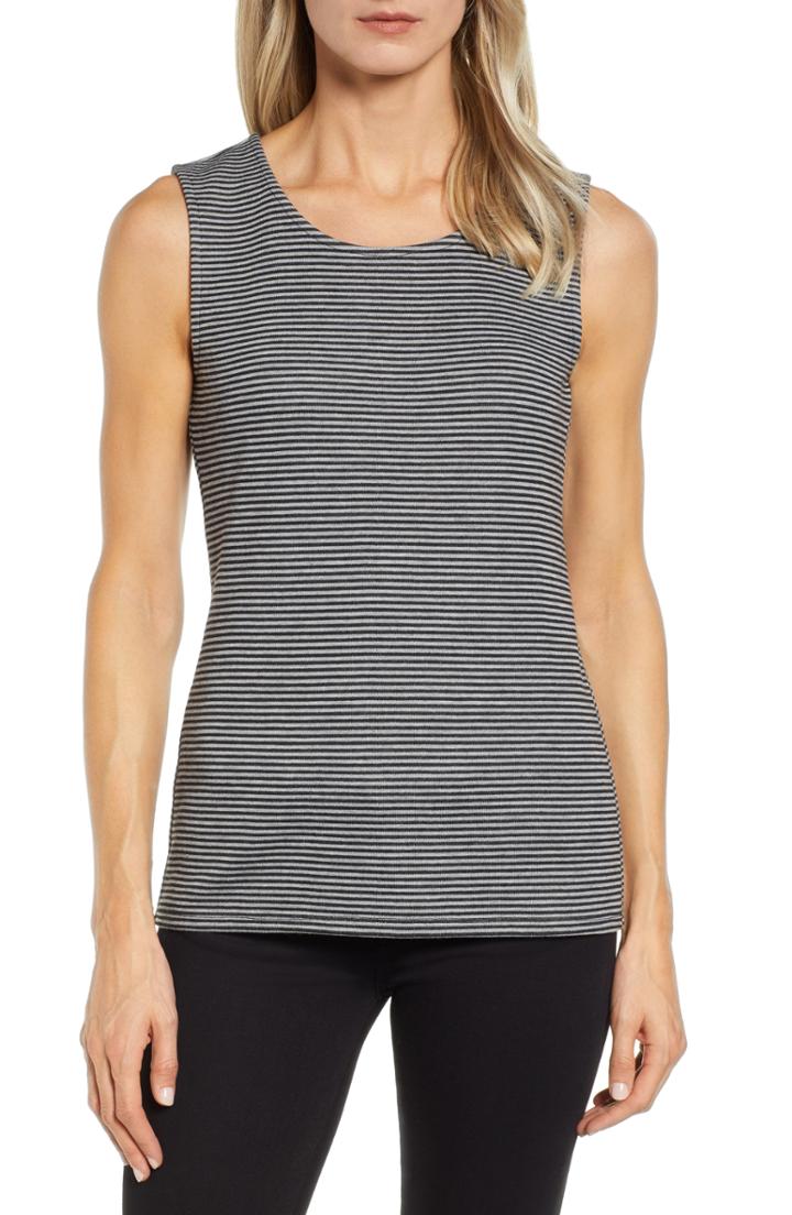 Women's Chaus Double Stripe Tank Top - Black