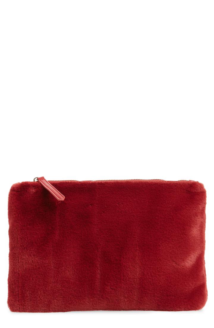 Jules Kae Jen Faux Fur Pouch - Red