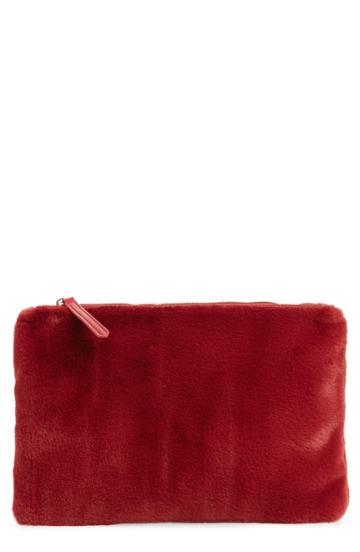 Jules Kae Jen Faux Fur Pouch - Red