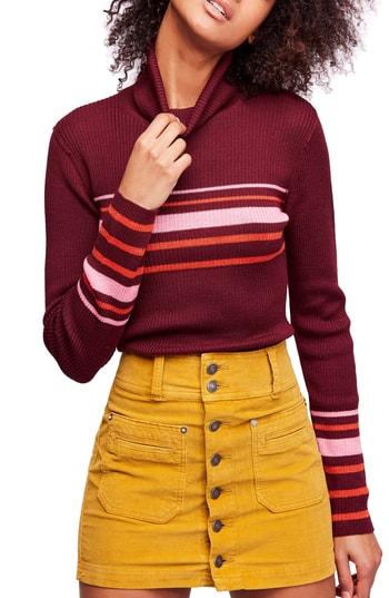 Women's Free People Turtleneck Sweater - Burgundy