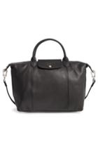 Longchamp Medium 'le Pliage Cuir' Leather Top Handle Tote -