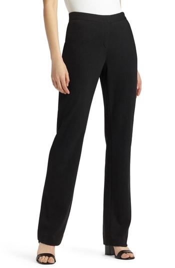 Women's Lafayette 148 New York Punto Milano Straight Leg Pants, Size - Black
