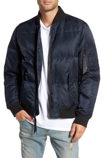 Men's The Very Warm Quilted Down Bomber Jacket, Size - Blue