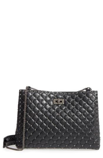 Valentino Garavani Rockstud Matelasse Leather Tote - Black