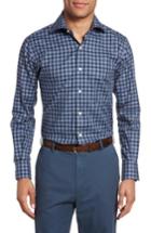 Men's Peter Millar Regular Fit Shadow Plaid Sport Shirt, Size - Blue