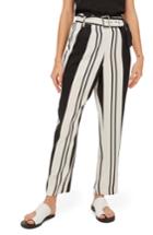 Women's Topshop Dolly Stripe Tapered Trousers Us (fits Like 0) - Black