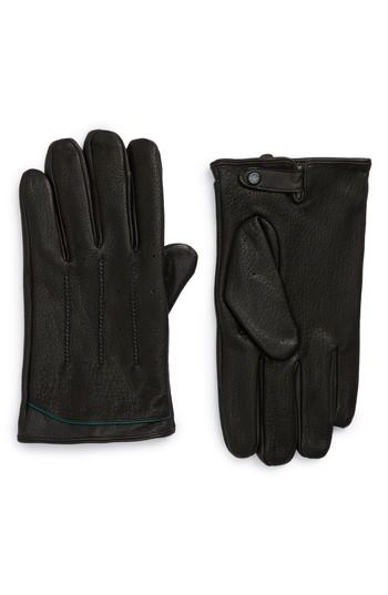 Men's Ted Baker London Roots Leather Driving Gloves /x-large - Black