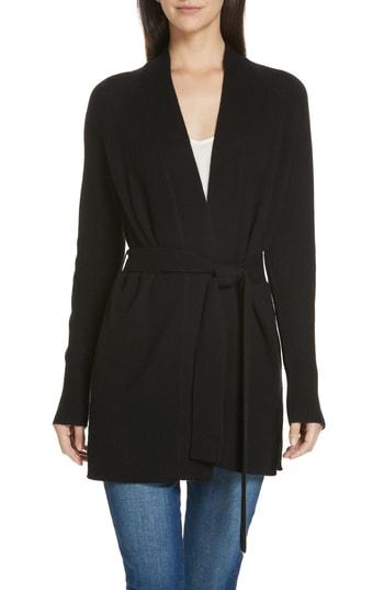 Women's Theory Malinka O Cashmere Tie Waist Cardigan, Size - Black
