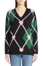 Women's Msgm Argyle Heart Sweater