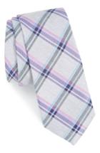 Men's Calibrate Bassett Check Skinny Silk Blend Tie, Size - Purple