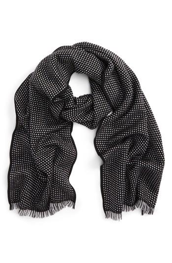 Men's Canali Dot Wool Scarf, Size - Black