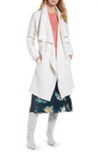 Women's Halogen Boiled Wool Blend Drape Front Coat - Ivory